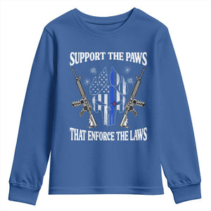 Police K9 Youth Sweatshirt Support The Paws That Enforce The Laws American Flag TS10 Royal Blue Print Your Wear