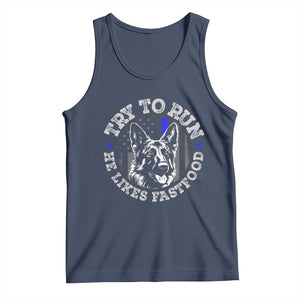 Funny Police K9 Tank Top Try To Run He Like Fast Food TS10 Navy Print Your Wear
