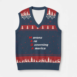 Morons Are Governing America V-Neck Knit Sweater Vest TS10 Navy Red Print Your Wear