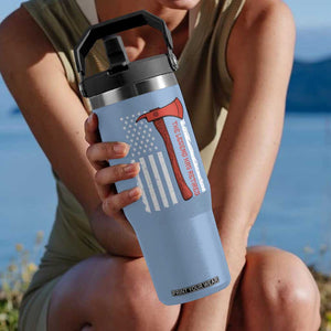 The Legend Has Retired Firefighter Flip Straw Tumbler Vintage Retirement Gifts Fireman American Flag TS10 One Size: 30 oz Light Blue Print Your Wear