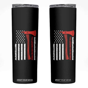 The Legend Has Retired Firefighter Skinny Tumbler Vintage Retirement Gifts Fireman American Flag TS10 Black Print Your Wear