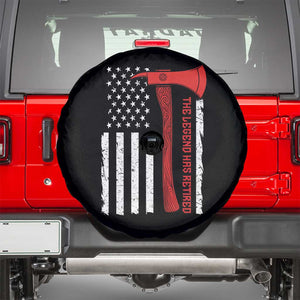 The Legend Has Retired Firefighter Spare Tire Cover Vintage Retirement Gifts Fireman American Flag TS10 Black Print Your Wear
