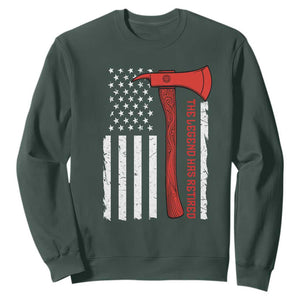 The Legend Has Retired Firefighter Sweatshirt Vintage Retirement Gifts Fireman American Flag TS10 Dark Forest Green Print Your Wear