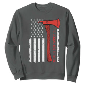 The Legend Has Retired Firefighter Sweatshirt Vintage Retirement Gifts Fireman American Flag TS10 Dark Heather Print Your Wear