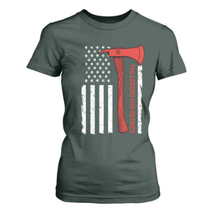 The Legend Has Retired Firefighter T Shirt For Women Vintage Retirement Gifts Fireman American Flag TS10 Dark Forest Green Print Your Wear