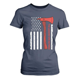 The Legend Has Retired Firefighter T Shirt For Women Vintage Retirement Gifts Fireman American Flag TS10 Navy Print Your Wear
