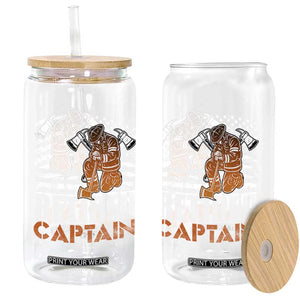 Retired Firefighter Captain Glass Can Vintage Retirement Gifts Fireman American Flag TS10 Print Your Wear