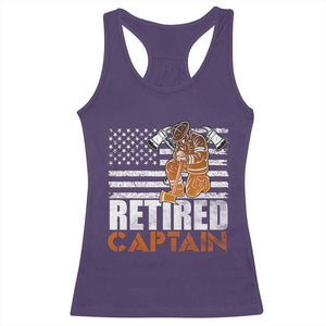 Retired Firefighter Captain Racerback Tank Top Vintage Retirement Gifts Fireman American Flag TS10 Purple Print Your Wear