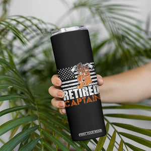Retired Firefighter Captain Skinny Tumbler Vintage Retirement Gifts Fireman American Flag TS10 Print Your Wear