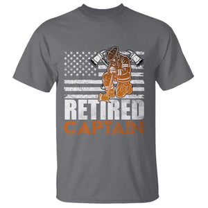 Retired Firefighter Captain T Shirt Vintage Retirement Gifts Fireman American Flag TS10 Charcoal Print Your Wear
