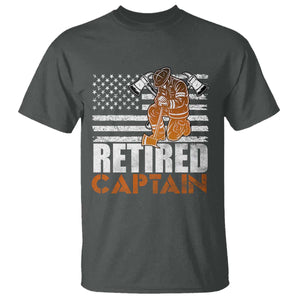 Retired Firefighter Captain T Shirt Vintage Retirement Gifts Fireman American Flag TS10 Dark Heather Print Your Wear