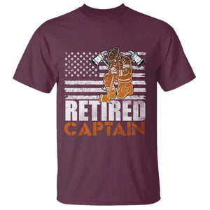 Retired Firefighter Captain T Shirt Vintage Retirement Gifts Fireman American Flag TS10 Maroon Print Your Wear