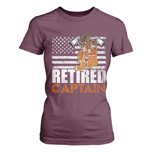 Retired Firefighter Captain T Shirt For Women Vintage Retirement Gifts Fireman American Flag TS10 Maroon Print Your Wear