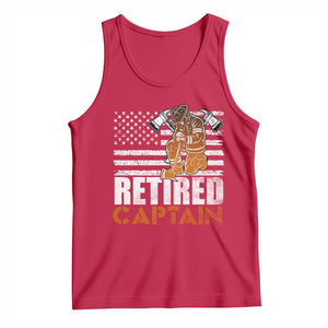 Retired Firefighter Captain Tank Top Vintage Retirement Gifts Fireman American Flag TS10 Red Print Your Wear