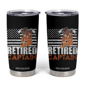 Retired Firefighter Captain Tumbler Cup Vintage Retirement Gifts Fireman American Flag TS10 Black Print Your Wear