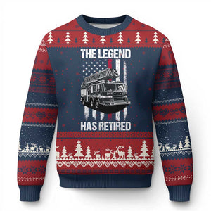 Retired Firefighter Ugly Christmas Sweater American Flag Vintage Fireman Retirement Gifts TS10 Navy Red Print Your Wear