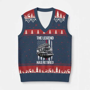 Retired Firefighter V-Neck Knit Sweater Vest American Flag Vintage Fireman Retirement Gifts TS10 Navy Red Print Your Wear