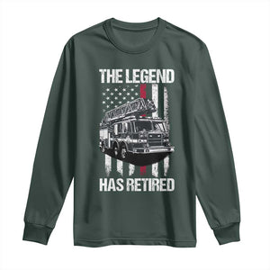 Retired Firefighter Long Sleeve Shirt American Flag Vintage Fireman Retirement Gifts TS10 Dark Forest Green Print Your Wear
