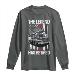 Retired Firefighter Long Sleeve Shirt American Flag Vintage Fireman Retirement Gifts TS10 Dark Heather Print Your Wear