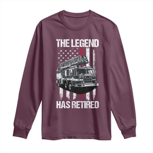 Retired Firefighter Long Sleeve Shirt American Flag Vintage Fireman Retirement Gifts TS10 Maroon Print Your Wear