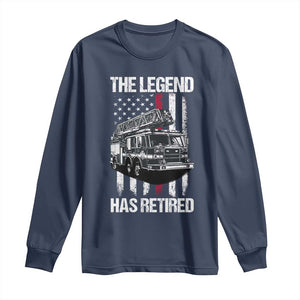 Retired Firefighter Long Sleeve Shirt American Flag Vintage Fireman Retirement Gifts TS10 Navy Print Your Wear