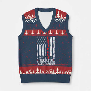 Retired Firefighter V-Neck Knit Sweater Vest Goodbye Tension Hello Pension Fireman Retirement Gifts TS10 Navy Red Print Your Wear