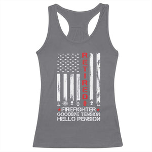 Retired Firefighter Racerback Tank Top Goodbye Tension Hello Pension Fireman Retirement Gifts TS10 Charcoal Print Your Wear