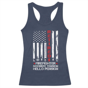 Retired Firefighter Racerback Tank Top Goodbye Tension Hello Pension Fireman Retirement Gifts TS10 Navy Print Your Wear