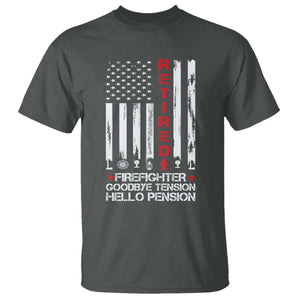 Retired Firefighter T Shirt - Goodbye Tension Hello Pension Fireman Retirement Gift Tee TS10 Dark Heather Print Your Wear