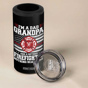 Retired Firefighter Grandpa 4 in 1 Can Cooler Tumbler Retro American Flag TS10 Print Your Wear