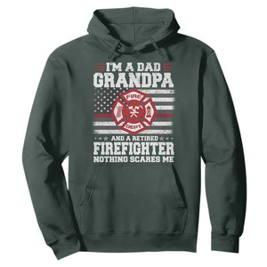 Retired Firefighter Grandpa Hoodie Retro American Flag TS10 Dark Forest Green Print Your Wear