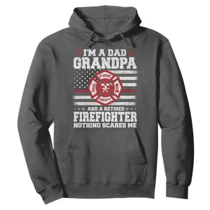 Retired Firefighter Grandpa Hoodie Retro American Flag TS10 Dark Heather Print Your Wear