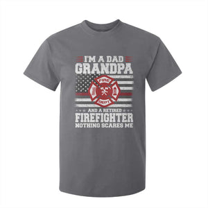 Retired Firefighter Grandpa T Shirt For Kid Retro American Flag TS10 Charcoal Print Your Wear