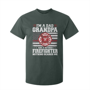 Retired Firefighter Grandpa T Shirt For Kid Retro American Flag TS10 Dark Forest Green Print Your Wear
