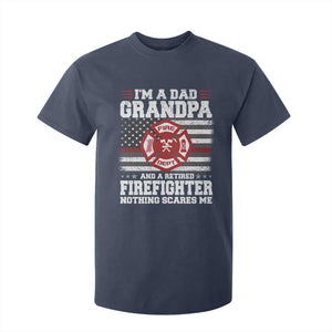 Retired Firefighter Grandpa T Shirt For Kid Retro American Flag TS10 Navy Print Your Wear