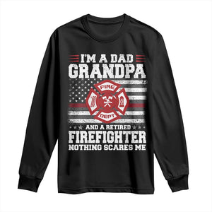 Retired Firefighter Grandpa Long Sleeve Shirt Retro American Flag TS10 Black Print Your Wear