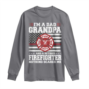 Retired Firefighter Grandpa Long Sleeve Shirt Retro American Flag TS10 Charcoal Print Your Wear