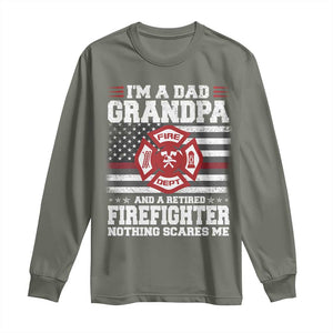 Retired Firefighter Grandpa Long Sleeve Shirt Retro American Flag TS10 Military Green Print Your Wear