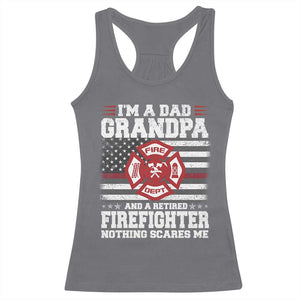 Retired Firefighter Grandpa Racerback Tank Top Retro American Flag TS10 Charcoal Print Your Wear