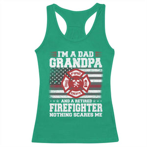 Retired Firefighter Grandpa Racerback Tank Top Retro American Flag TS10 Irish Green Print Your Wear