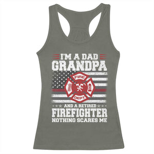 Retired Firefighter Grandpa Racerback Tank Top Retro American Flag TS10 Military Green Print Your Wear