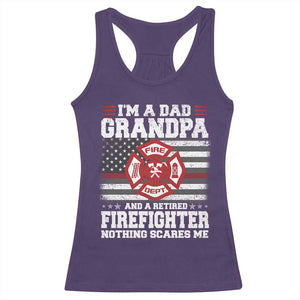 Retired Firefighter Grandpa Racerback Tank Top Retro American Flag TS10 Purple Print Your Wear