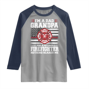 Retired Firefighter Grandpa Raglan Shirt Retro American Flag TS10 Sport Gray Navy Print Your Wear