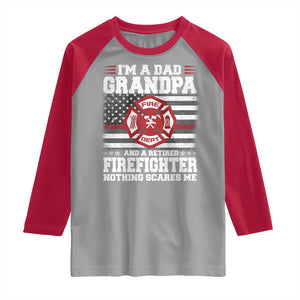 Retired Firefighter Grandpa Raglan Shirt Retro American Flag TS10 Sport Gray Red Print Your Wear