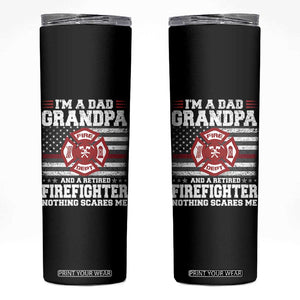 Retired Firefighter Grandpa Skinny Tumbler Retro American Flag TS10 Black Print Your Wear