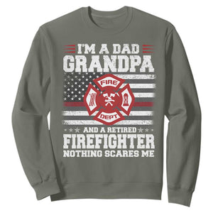 Retired Firefighter Grandpa Sweatshirt Retro American Flag TS10 Military Green Print Your Wear