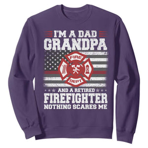 Retired Firefighter Grandpa Sweatshirt Retro American Flag TS10 Purple Print Your Wear