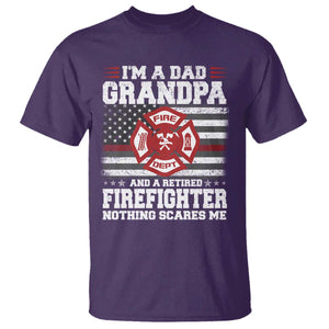 Retired Firefighter Grandpa T Shirt Retro American Flag TS10 Purple Print Your Wear