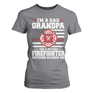 Retired Firefighter Grandpa T Shirt For Women Retro American Flag TS10 Charcoal Print Your Wear