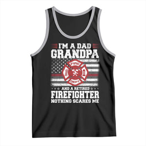Retired Firefighter Grandpa Tank Top Retro American Flag TS10 Black Athletic Heather Print Your Wear
